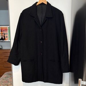 Classic Black Wool Women's Light Coat
